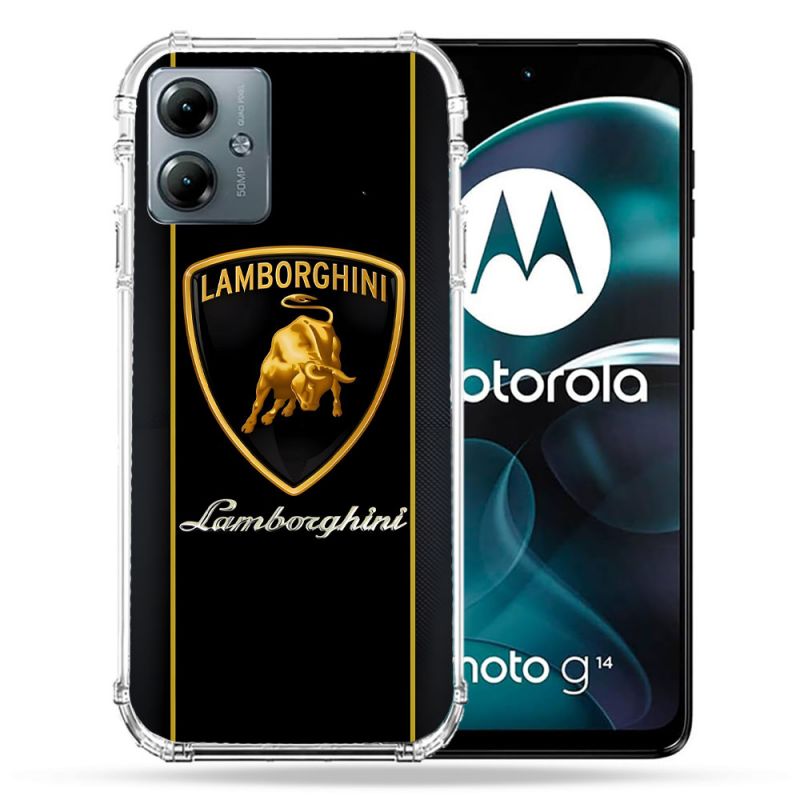Coque Renforcée Pour Motorola G14 4G Lamborghini Carbone