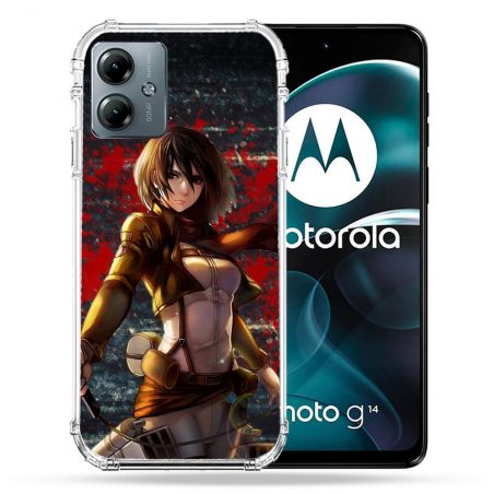 Coque Renforcée Pour Motorola G14 4G Manga Attaque Titans Mikasa