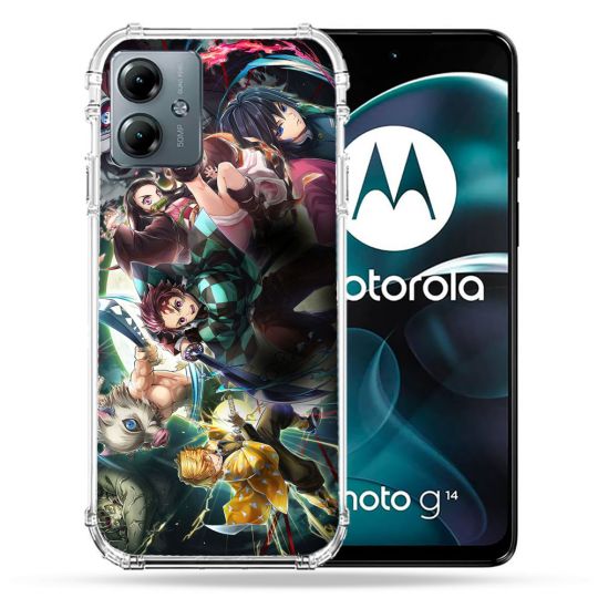 Coque Renforcée Pour Motorola G14 4G Manga Demon Slayer Groupe