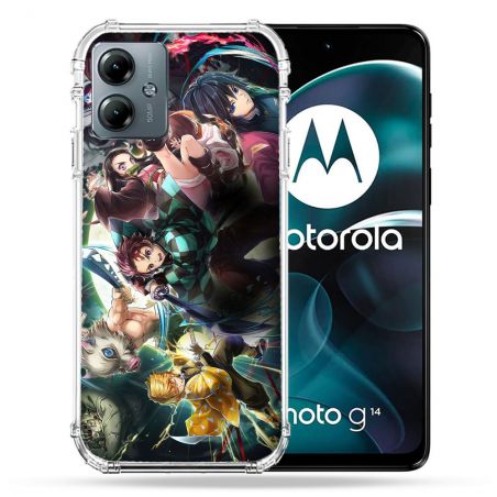 Coque Renforcée Pour Motorola G14 4G Manga Demon Slayer Groupe