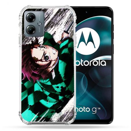 Coque Renforcée Pour Motorola G14 4G Manga Demon Slayer Tanjiro