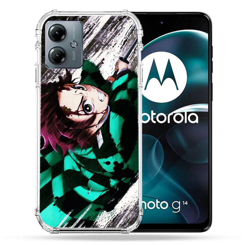 Coque Renforcée Pour Motorola G14 4G Manga Demon Slayer Tanjiro