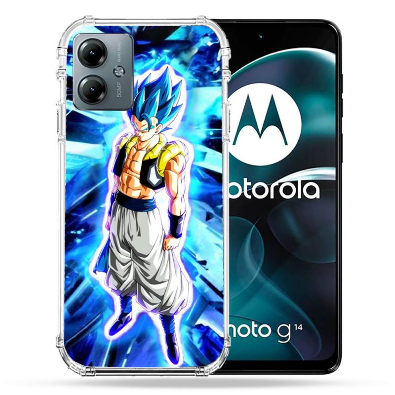 Coque Renforcée Pour Motorola G14 4G Manga Dragon Ball Gogeta Lumiere