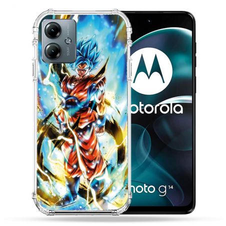Coque Renforcée Pour Motorola G14 4G Manga Dragon Ball Sangoku Blanc