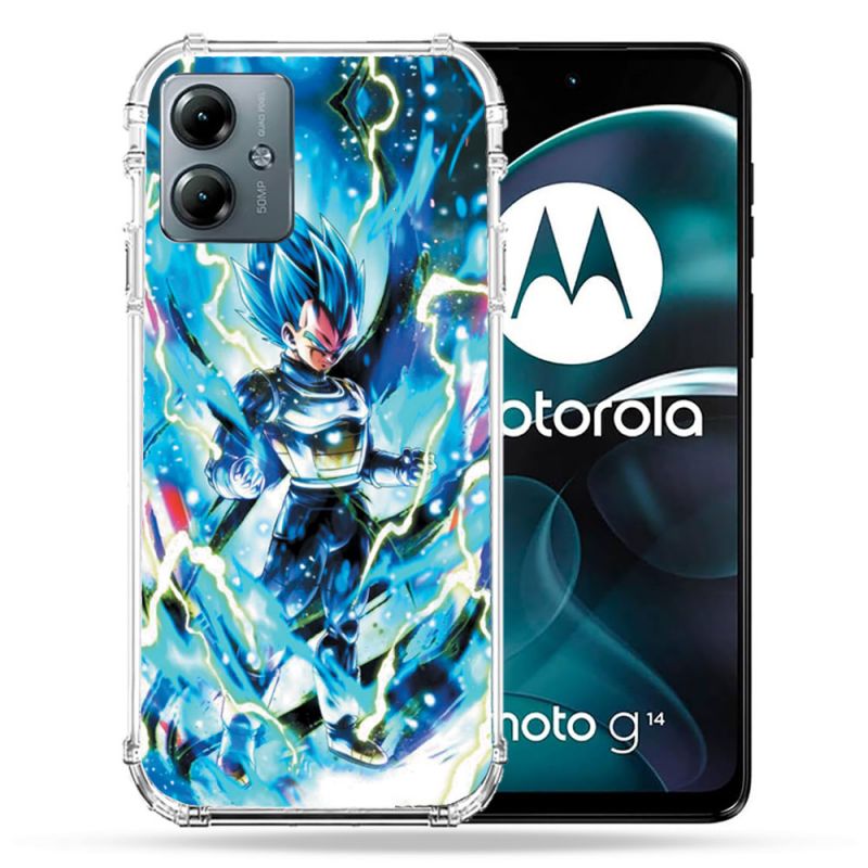 Coque Renforcée Pour Motorola G14 4G Manga Dragon Ball Vegeta Bleu