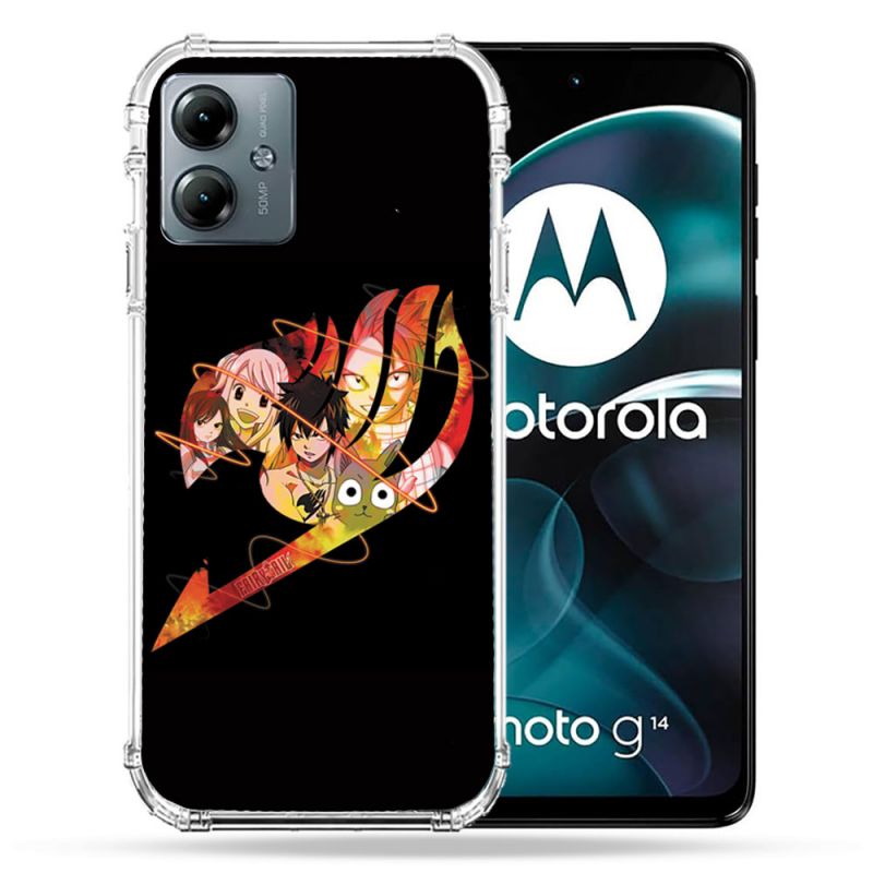 Coque Renforcée Pour Motorola G14 4G Manga Fairy Tail Logo Noir