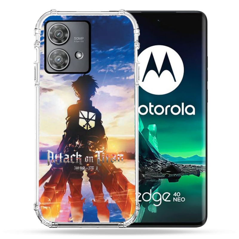 Coque Renforcée Pour Motorola Edge 40 Neo Manga Attaque Titans Soleil