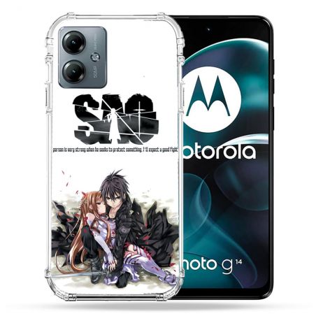 Coque Renforcée Pour Motorola G14 4G Manga SAO sword Art Online Blanc