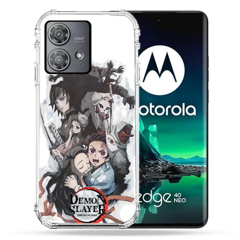 Coque Renforcée Pour Motorola Edge 40 Neo Manga Demon Slayer Blanc
