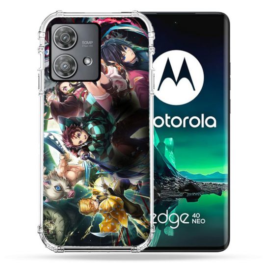 Coque Renforcée Pour Motorola Edge 40 Neo Manga Demon Slayer Groupe