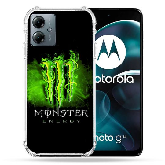 Coque Renforcée Pour Motorola G14 4G Monster Energy Vert