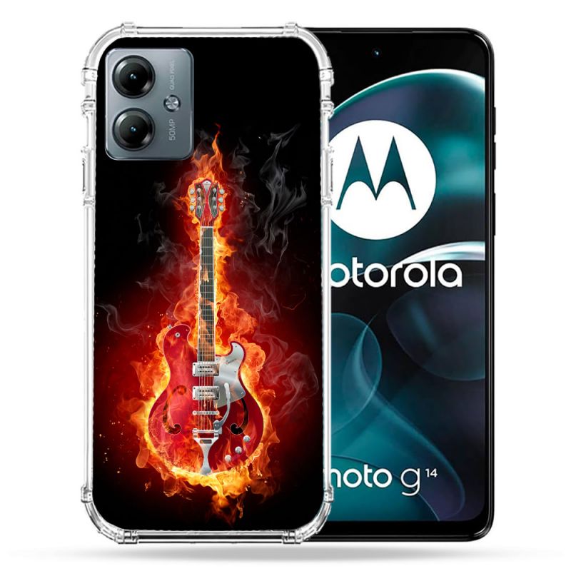 Coque Renforcée Pour Motorola G14 4G Musique Guitare Electrique