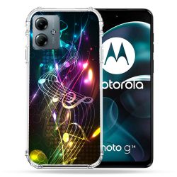 Coque Renforcée Pour Motorola G14 4G Musique Partition Multicolore