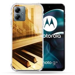 Coque Renforcée Pour Motorola G14 4G Musique Piano Retro