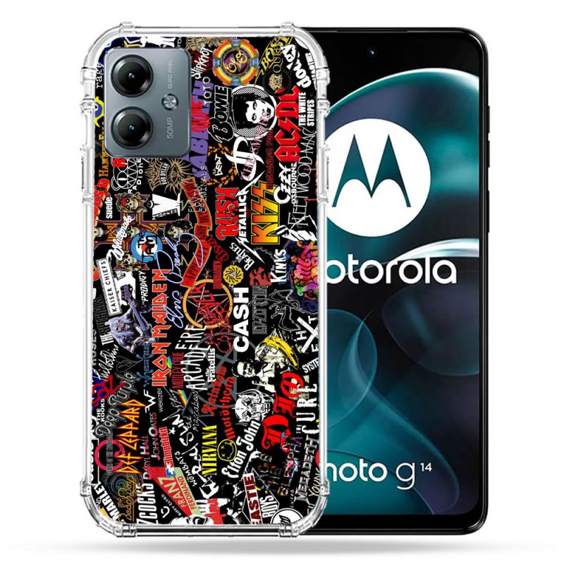 Coque Renforcée Pour Motorola G14 4G Musique Rock Groupe