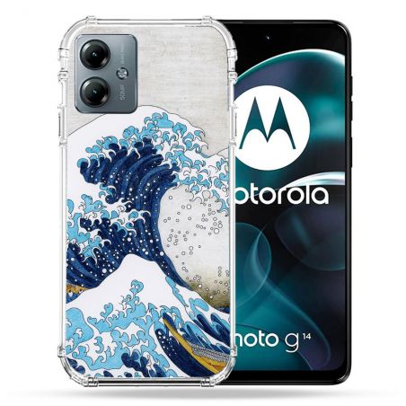 Coque Renforcée Pour Motorola G14 4G Peinture La Grande Vague