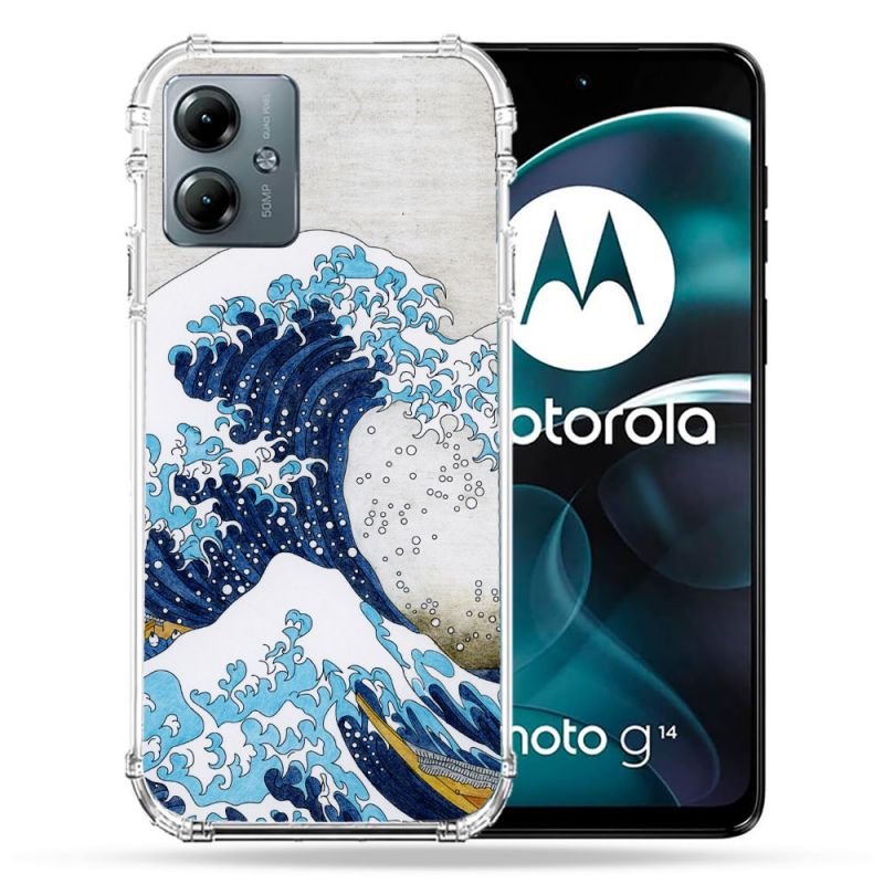 Coque Renforcée Pour Motorola G14 4G Peinture La Grande Vague
