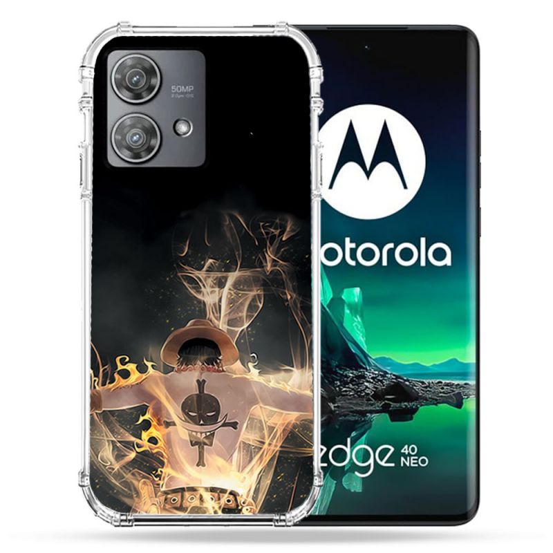 Coque Renforcée Pour Motorola Edge 40 Neo Manga One Piece Ace Noir
