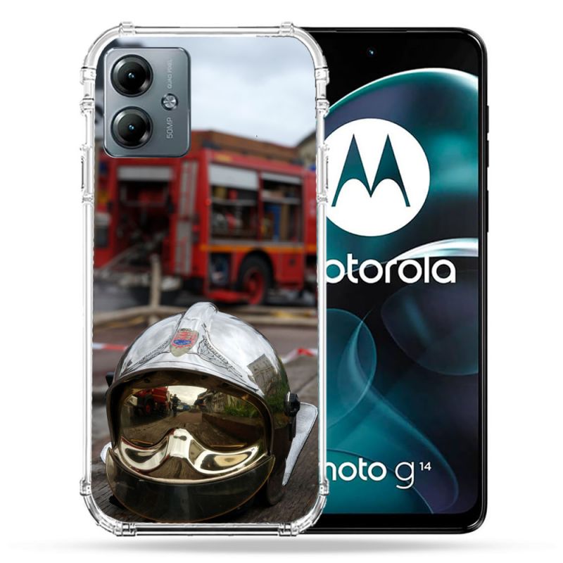 Coque Renforcée Pour Motorola G14 4G Pompier Casque Camion