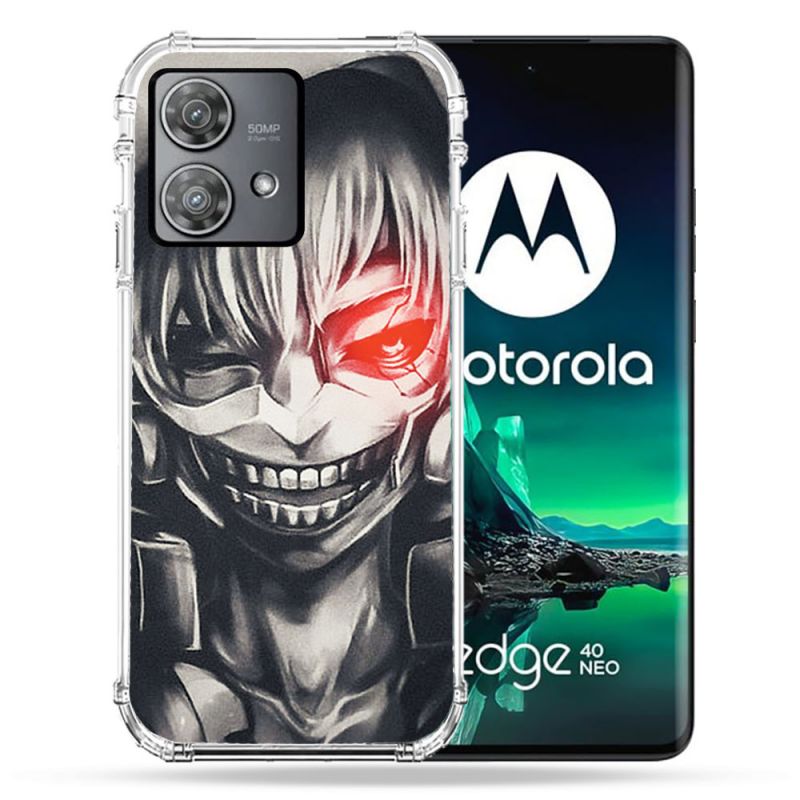 Coque Renforcée Pour Motorola Edge 40 Neo Manga Tokyo Ghoul Kaneki Noir