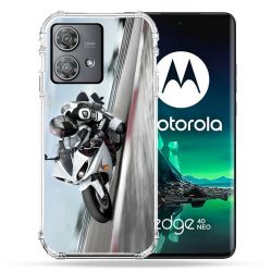 Coque Renforcée Pour Motorola Edge 40 Neo Moto Course GP Blanche
