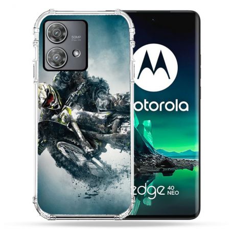 Coque Renforcée Pour Motorola Edge 40 Neo Moto Cross Ombre