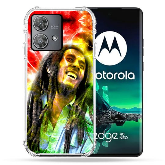 Coque Renforcée Pour Motorola Edge 40 Neo Musique Bob Marley Color