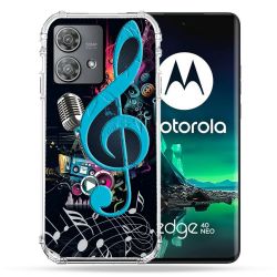 Coque Renforcée Pour Motorola Edge 40 Neo Musique Cle Sol Bleu
