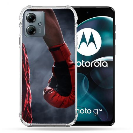 Coque Renforcée Pour Motorola G14 4G Sport Boxe Gant Rouge
