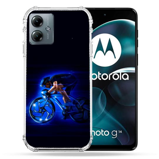 Coque Renforcée Pour Motorola G14 4G Sport Cyclisme Bleu