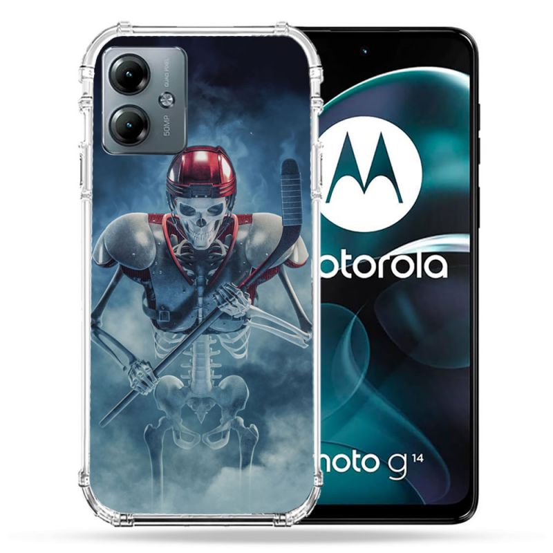 Coque Renforcée Pour Motorola G14 4G Sport Hockey Squelette