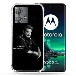 Coque Renforcée Pour Motorola Edge 40 Neo Musique Johnny Hallyday Noir