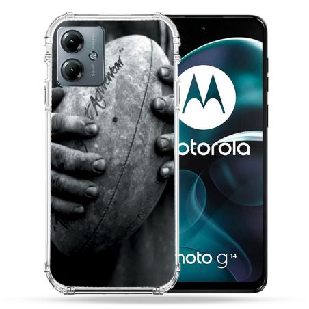 Coque Renforcée Pour Motorola G14 4G Sport Rugby Ballon Vintage