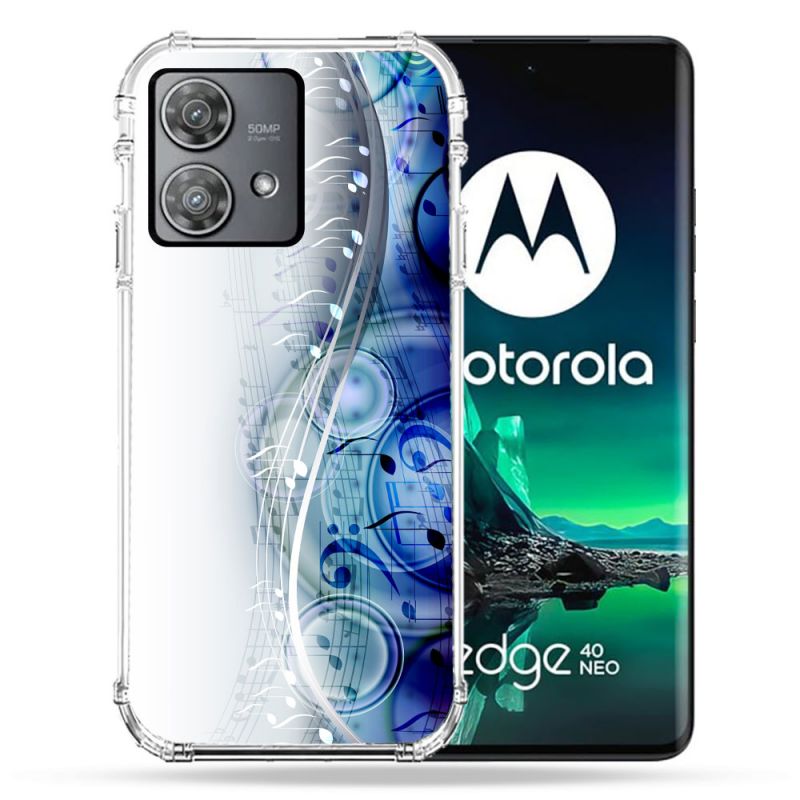 Coque Renforcée Pour Motorola Edge 40 Neo Musique Partition Vague