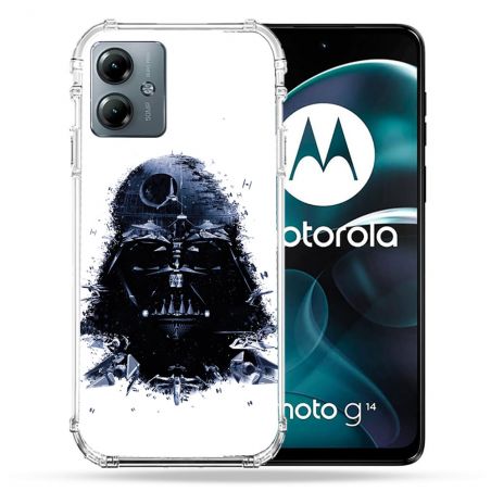 Coque Renforcée Pour Motorola G14 4G Star Wars - Dark Vador Blanc