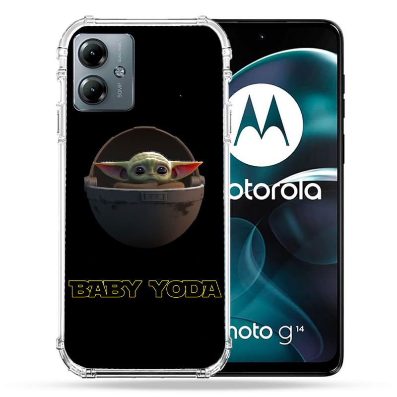 Coque Renforcée Pour Motorola G14 4G Star Wars - Yoda bebe noir