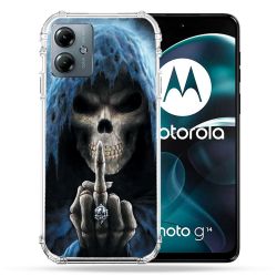 Coque Renforcée Pour Motorola G14 4G Tete de Mort Doigt