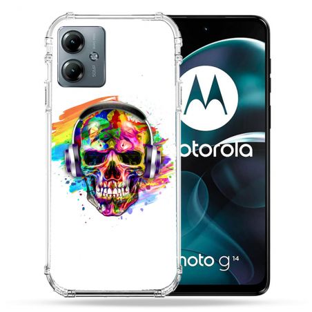 Coque Renforcée Pour Motorola G14 4G Tete de Mort Tag