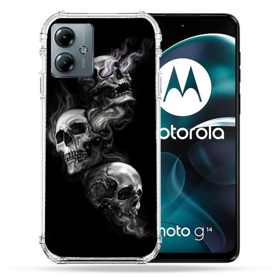 Coque Renforcée Pour Motorola G14 4G Tete de Mort Triple