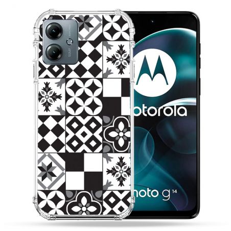 Coque Renforcée Pour Motorola G14 4G Texture Carreau Ciment Noir