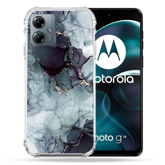 Coque Renforcée Pour Motorola G14 4G Texture Marbre Gris