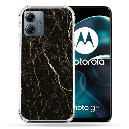 Coque Renforcée Pour Motorola G14 4G Texture Marbre Noir