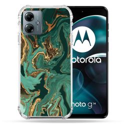 Coque Renforcée Pour Motorola G14 4G Texture Marbre Vert
