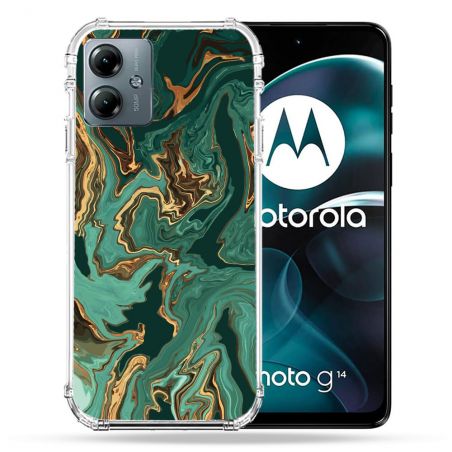 Coque Renforcée Pour Motorola G14 4G Texture Marbre Vert