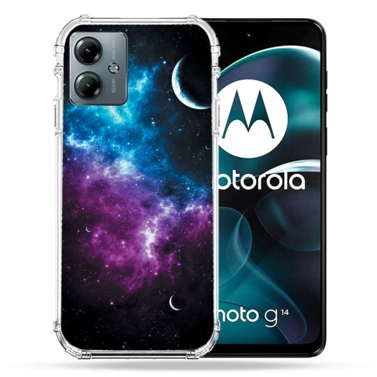 Coque Renforcée Pour Motorola G14 4G Univers Bleu Violet