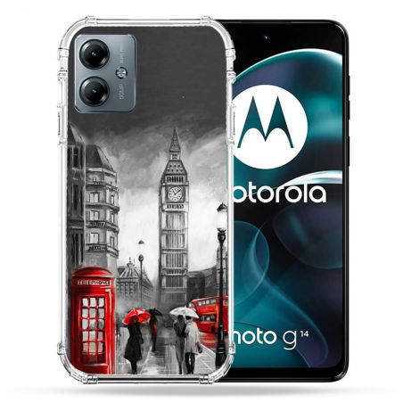 Coque Renforcée Pour Motorola G14 4G Voyage Angleterre Londres Vintage