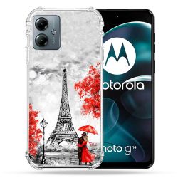 Coque Renforcée Pour Motorola G14 4G Voyage France Paris Rouge