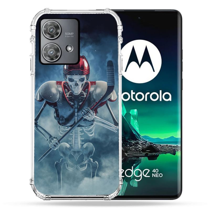 Coque Renforcée Pour Motorola Edge 40 Neo Sport Hockey Squelette