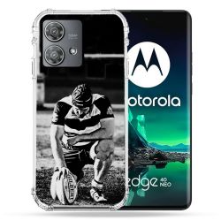 Coque Renforcée Pour Motorola Edge 40 Neo Sport Rugby Noir Blanc