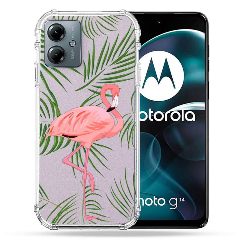 Coque Transparente Pour Motorola G14 4G Flamant Rose